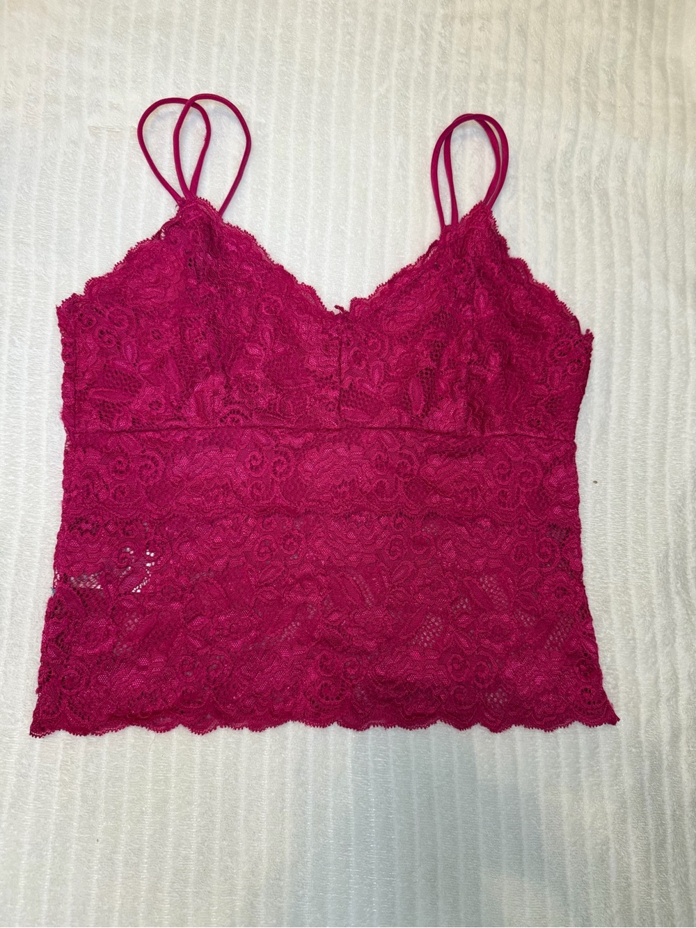 KATHY Pink Lace Cami Tank Top Size S/M - Y2K Style